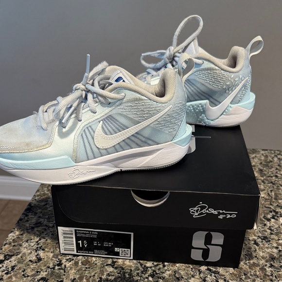 Nike Light Blue and White Athletic Shoes Sabrina 2 (GS) 1.5Y